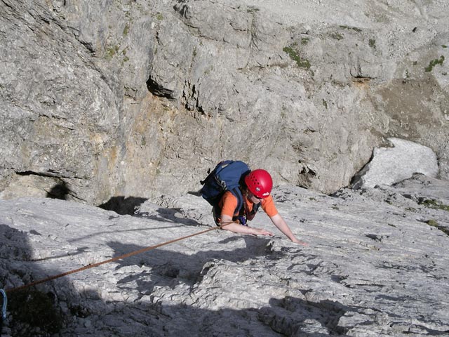 Gamsplatte: Daniela in der 3. Seillänge (9. Juli)