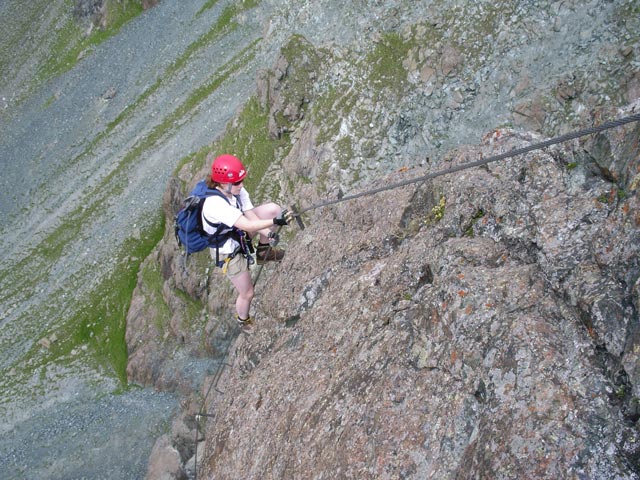 Blauspitz-Klettersteig: Daniela im letzten Aufschwung (14. Juli)