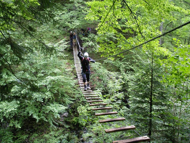 Klettersteig Postalmklamm: Erich auf der Seufzerbrücke