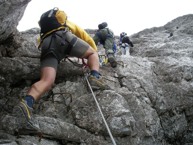 Klettersteig Gauablickhöhle: Axel vor der Schlüsselstelle