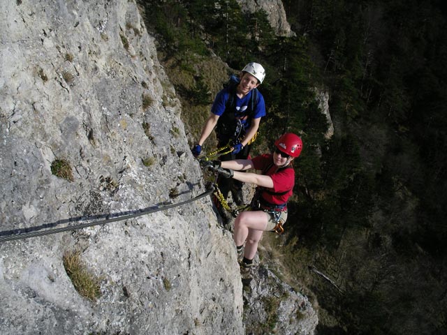 Pittentaler Klettersteig: Christoph und Daniela nach der zweiten Querung