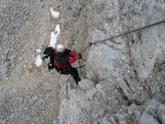 Westgrat-Klettersteig: Erich im Einstieg des 2. Teils (12. Mai)