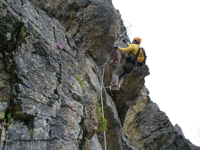 Anton Renk-Klettersteig: Axel in der SChl&uuml;sselstelle