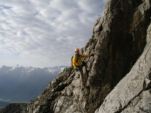 Wankspitze-Klettersteig: Axel in der Ausstiegswand
