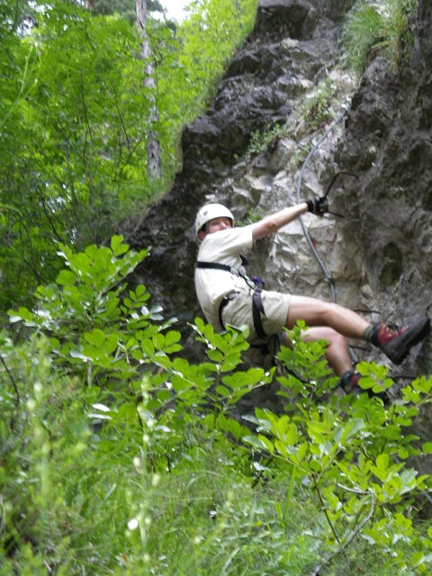 Koflwand-Klettersteig: Ich in der Schl&uuml;sselstelle (8. Juli)