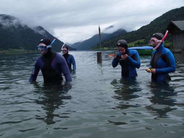 Wolfgang, Theresa, Verena und Barbara im Wei&szlig;ensee (10. Juli)