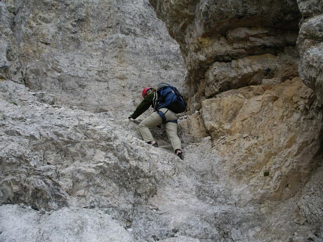 Paternkofel-Nordnordwestgrat: Daniela in der ersten Seill&auml;nge (12. Juli)