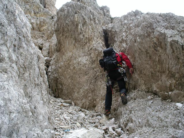 Paternkofel-Nordnordwestgrat: Andreas in der ersten Seill&auml;nge (12. Juli)