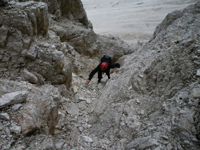 Paternkofel-Nordnordwestgrat: Marlies in der ersten Seill&auml;nge (12. Juli)