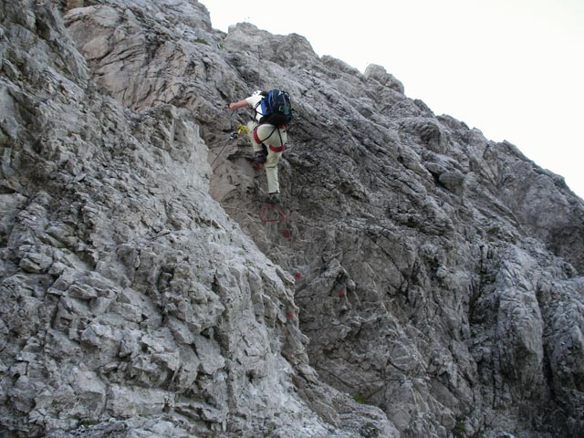 Zellink&ouml;pfe-Klettersteig: Christine im Ausstieg (13. Juli)