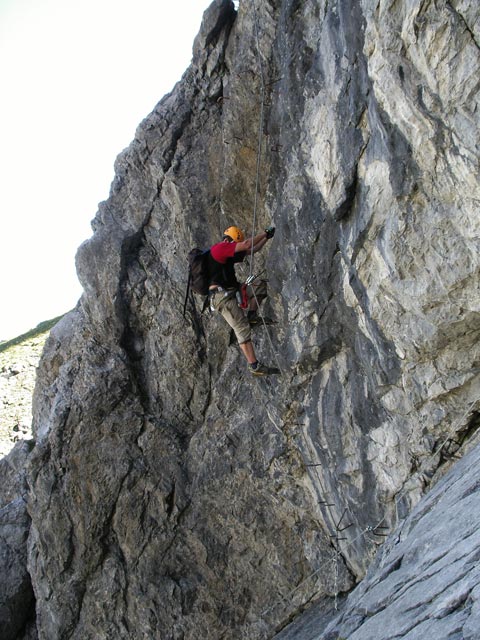 Saula-Klettersteig: Axel in der Schl&uuml;sselstelle