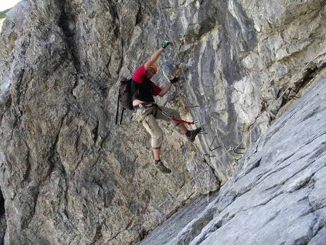 Saula-Klettersteig: Axel in der Schl&uuml;sselstelle
