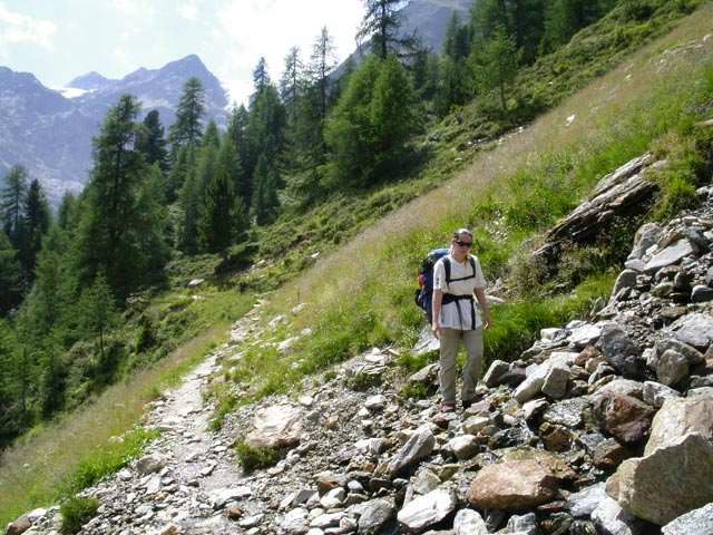 Daniela auf Weg 13 zwischen der Sch&auml;ferh&uuml;tte und der Oberen Laaser Alm (23. Juli)