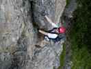 Klettersteig Ost: Daniela in der Schlüsselstelle