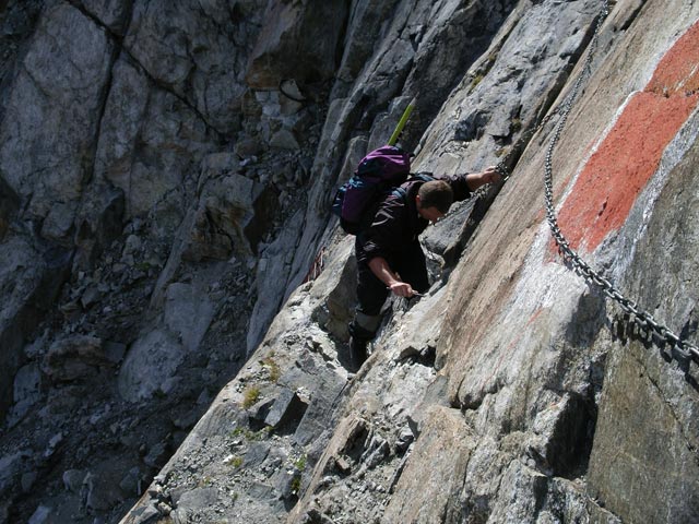 Erich am Mainzer Höhenweg zwischen Nördlichem Puitkogelferner und Weißmaurachjoch (24. Aug.)