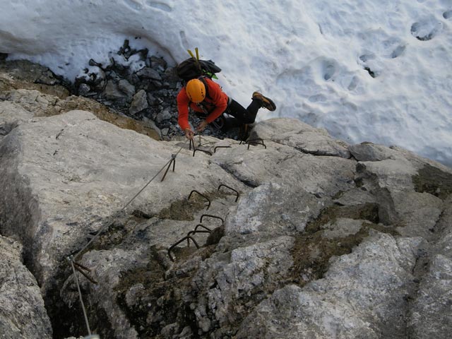 Blodigrinne-Klettersteig: Andreas in der schweren Variante des zweiten Teils