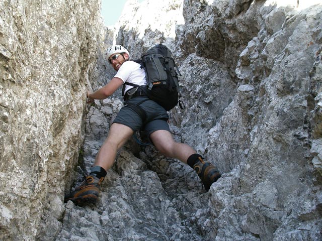 Vordere Brandjochspitze-S&uuml;dgrat: Andreas im zweiten Kamin