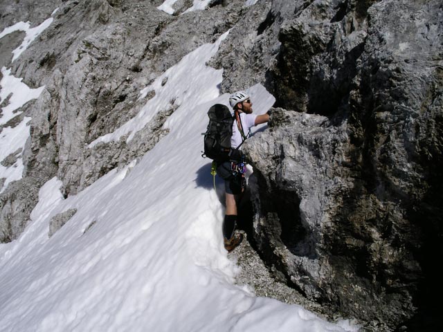 Vordere Brandjochspitze-S&uuml;dgrat: Andreas zwischen Plattenabschnitt und Gipfel