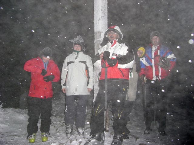 Irene, Daniela, Johannes, Nadja und Udo am Unterberg, 1.342 m (31. Dez.)