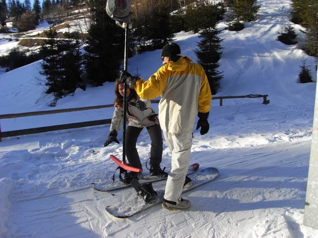 Doris und Markus in der Talstation des M&uuml;hlwiesenlifts
