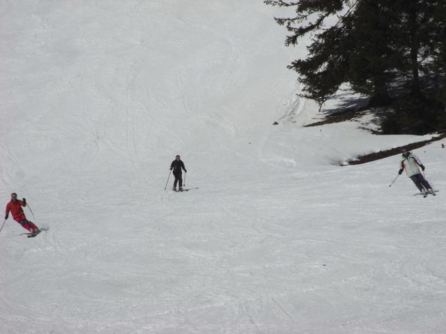 Michael, Marion und Daniela auf der Nordabfahrt Pa&szlig;-H&ouml;h