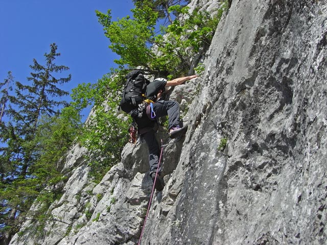 Gmundner Weg: Andreas in der 1. Seill&auml;nge (24. Mai)