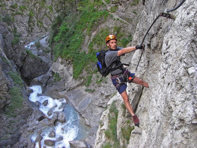 Galitzenklamm-Klettersteig: Erich nach der Schl&uuml;sselstelle (5. Juli)