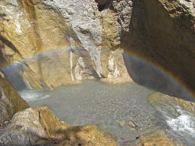 &Ouml;TK-Klettersteig Pirkner Klamm: beim Regenbogenfall (6. Juli)