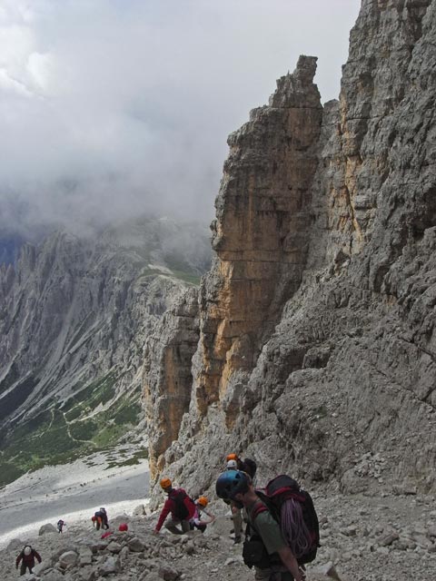 Normalweg Westliche Zinne: Christoph, Edith, Daniela, Doris, Christian, Agnes und Helmut (9. Juli)