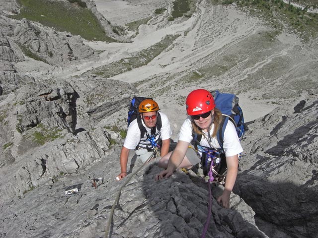 Kleine Gamswiesenspitze Nordostkante: Erich und Daniela in der siebten Seill&auml;nge (10. Juli)