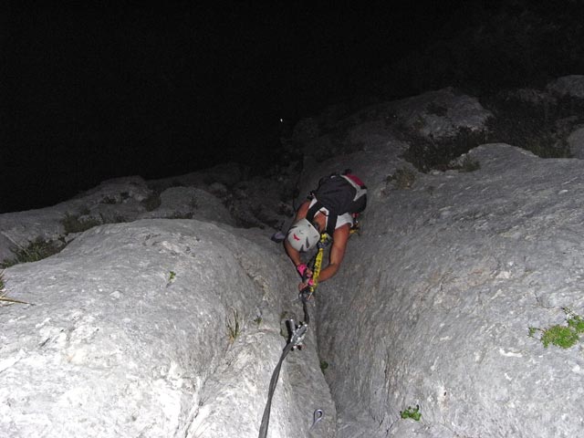 HTL-Klettersteig: Christoph nach der Schl&uuml;sselstelle (16. Juli)