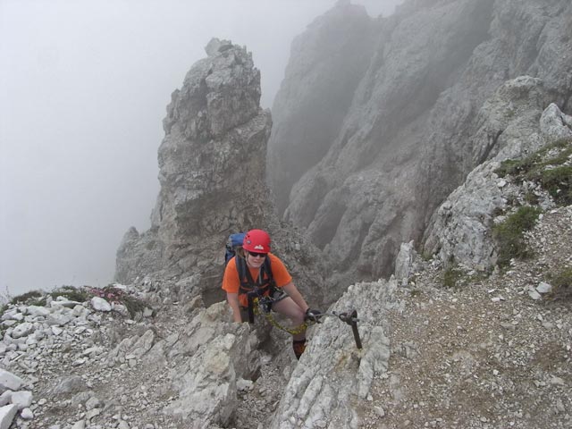 Ferrata Averau: Daniela im Ausstieg