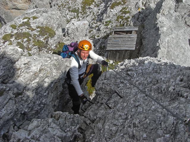 Elferspitze-Klettersteig: Erich im Ausstieg (17. Aug.)