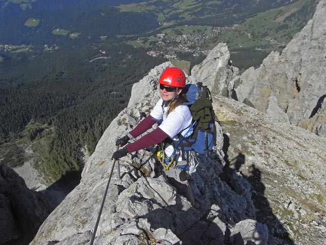 Latemartürme-Klettersteig: Daniela im Ausstieg
