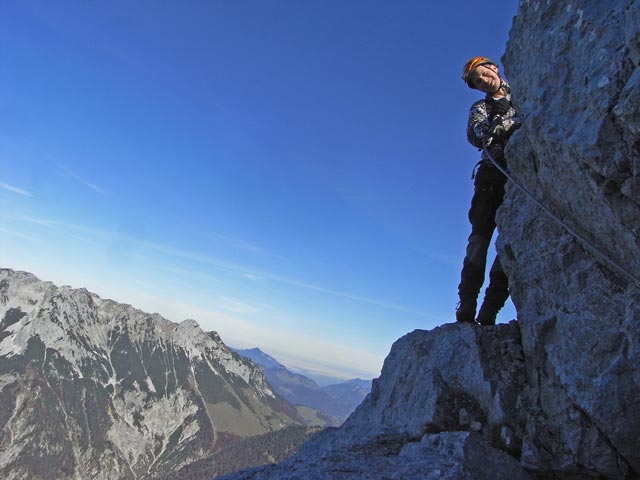 Kufsteiner Klettersteig: Erich im Ausstieg (11. Okt.)