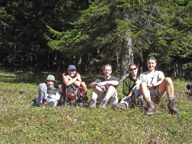 Christoph, Gudrun, Norbert, Daniela und ich am K&uuml;hmairboden, 1.191 m (18. Okt.)