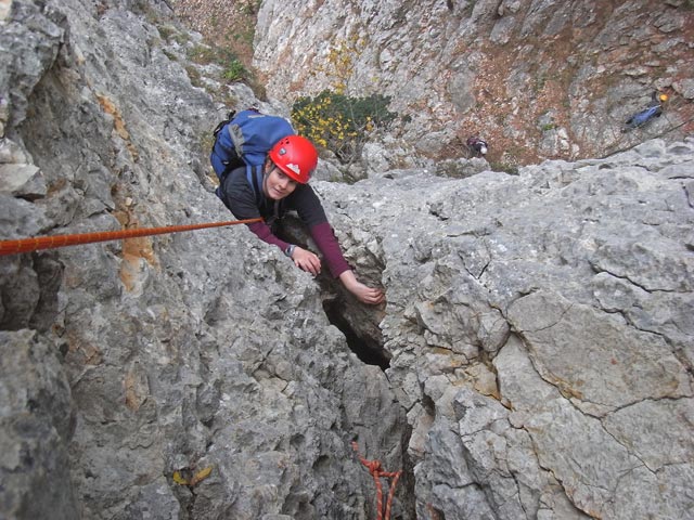 Daniela in der dritten Seillänge