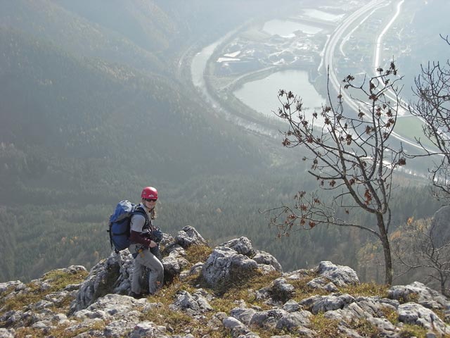 Postlerweg: Daniela in der Ausstiegsseill&auml;nge