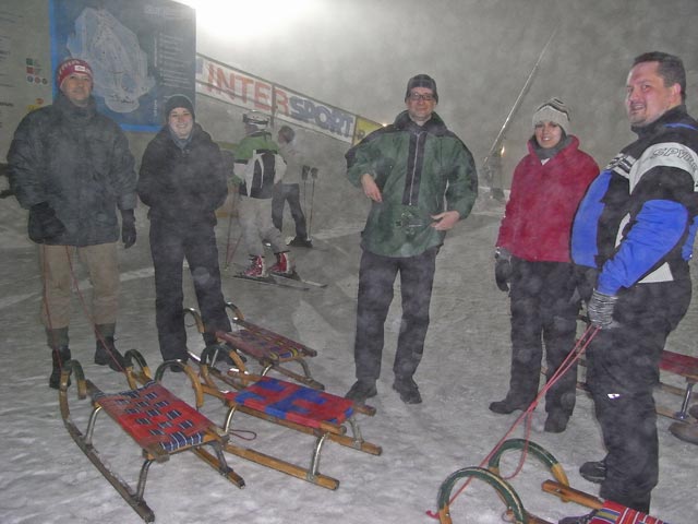 Harald, Hanna, Andreas, Karolin und Thomas in der Bergstation der Zau[:ber:]g Kabinenbahn