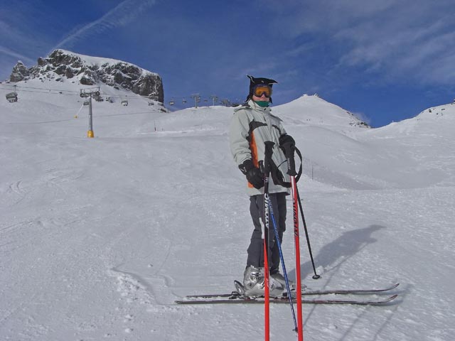 Daniela auf der Abfahrt des Sessellifts Mesola (22. Dez.)