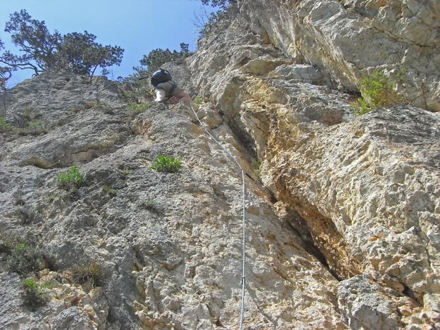 Bergfreundesteig: Daniela in der 2. Seill&auml;nge