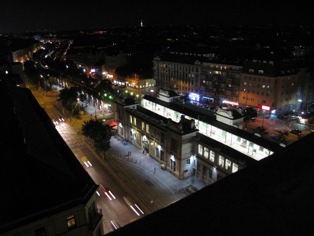 Station Josefst&auml;dter Stra&szlig;e vom S&uuml;dturm der Pfarrkirche Breitenfeld aus