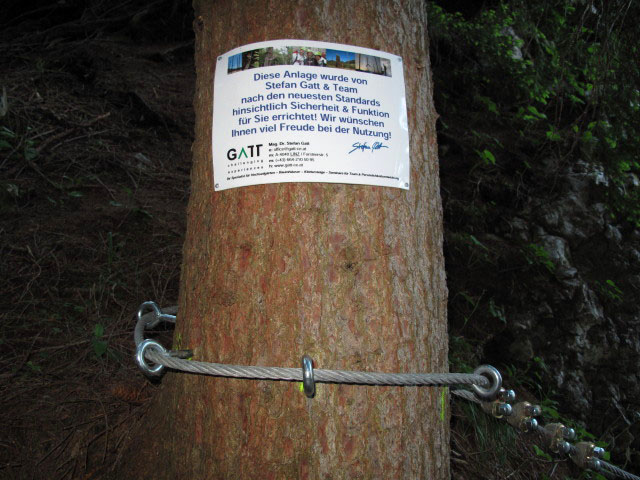 Bürgeralm-Klettersteig: Einstiegstafel