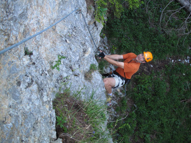 B&uuml;rgeralm-Klettersteig: Andreas im Einstiegsturm