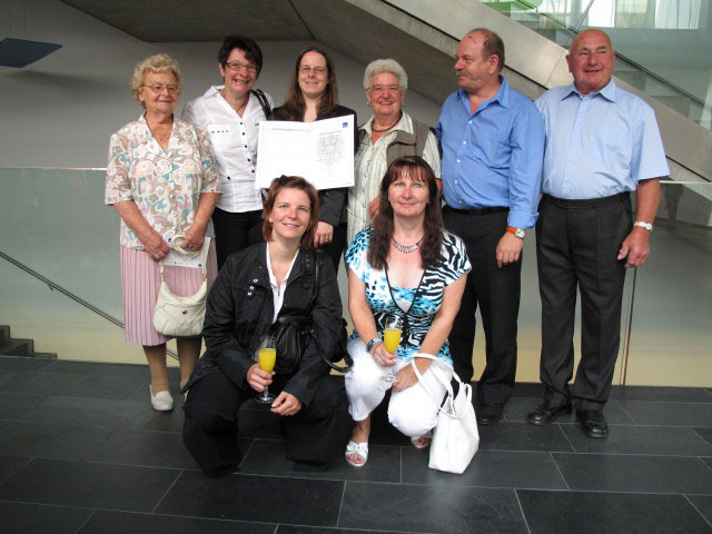 Johanna, Andrea, Nadja, Daniela, Irmgard, Doris, Wolfgang und Franz in der Fachhochschule St. P&ouml;lten