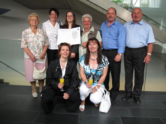 Johanna, Andrea, Nadja, Daniela, Irmgard, Doris, Wolfgang und Franz in der Fachhochschule St. P&ouml;lten