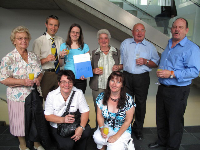 Johanna, ich, Andrea, Daniela, Irmgard, Doris, Franz und Wolfgang in der Fachhochschule St. P&ouml;lten