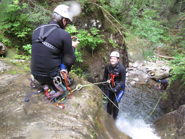 Erwin, Daniela, Helmut und Tobias in der W&ouml;llaschlucht (15. Juli)
