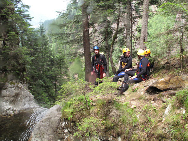 Helmut, Claudia, G&uuml;nther und Tobias in der W&ouml;llaschlucht (15. Juli)
