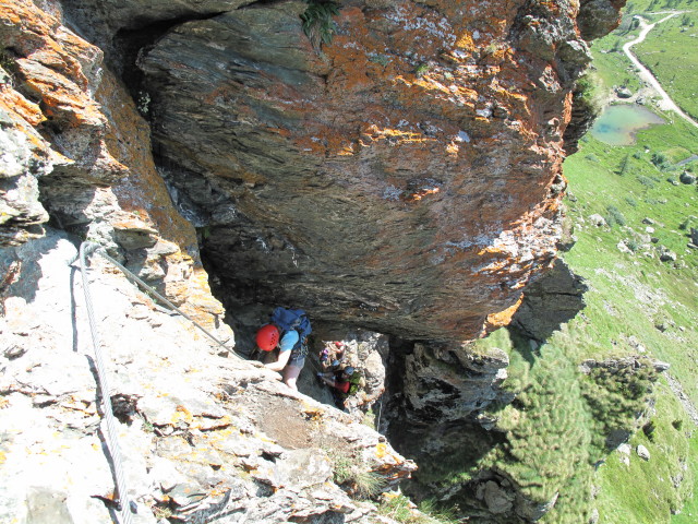 Falken-Klettersteig: Daniela und Friedrich in der Verschneidung (17. Juli)